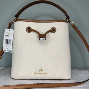 MICHAEL Michael Kors White and Brown Crossbody Bag